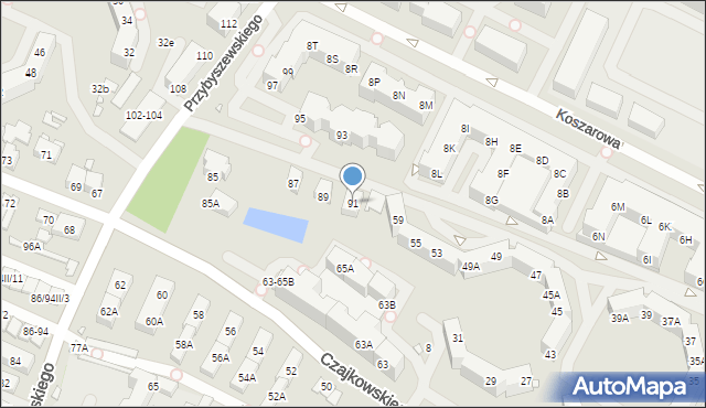 Wrocław, Przybyszewskiego Stanisława, 91, mapa Wrocławia