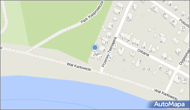 Wrocław, Przerwy-Tetmajera Kazimierza, 17A, mapa Wrocławia