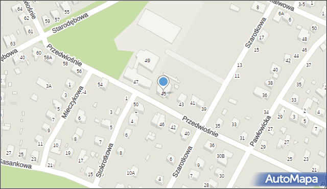 Wrocław, Przedwiośnie, 45, mapa Wrocławia