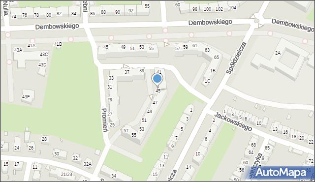 Wrocław, Promień, 45, mapa Wrocławia