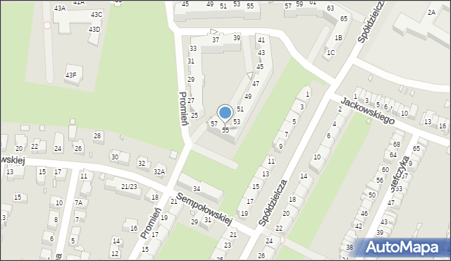 Wrocław, Promień, 55, mapa Wrocławia