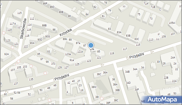 Wrocław, Przyjaźni, 121a, mapa Wrocławia