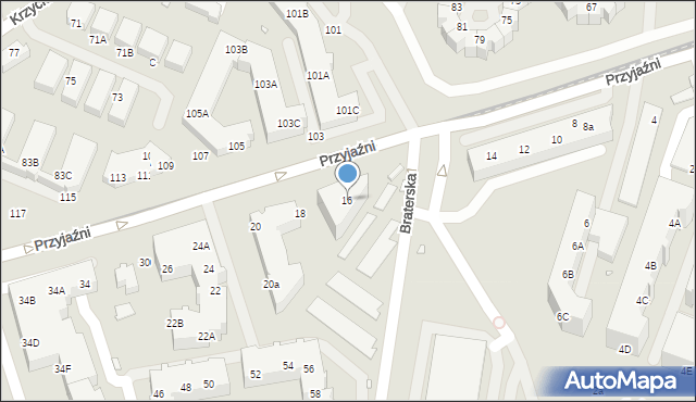 Wrocław, Przyjaźni, 16, mapa Wrocławia