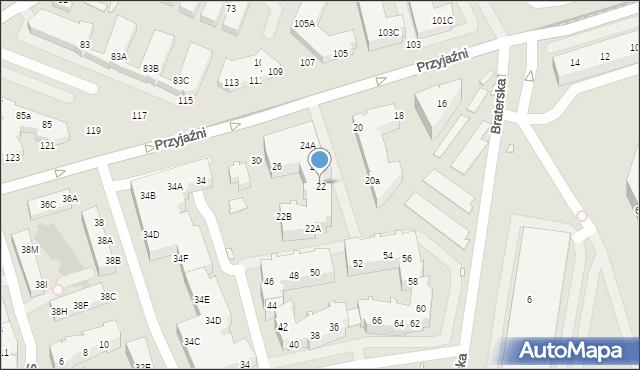 Wrocław, Przyjaźni, 22, mapa Wrocławia