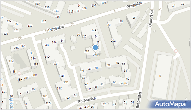 Wrocław, Przyjaźni, 22A, mapa Wrocławia