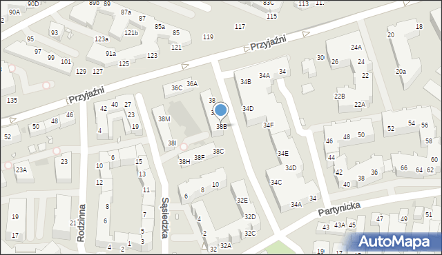 Wrocław, Przyjaźni, 38B, mapa Wrocławia