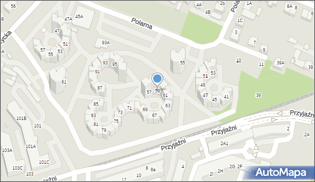 Wrocław, Przyjaźni, 59, mapa Wrocławia