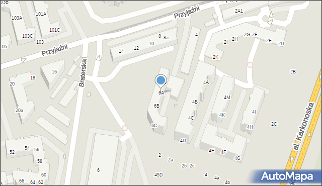 Wrocław, Przyjaźni, 6A, mapa Wrocławia