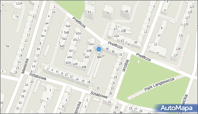 Wrocław, Pretficza Bernarda, 38A, mapa Wrocławia