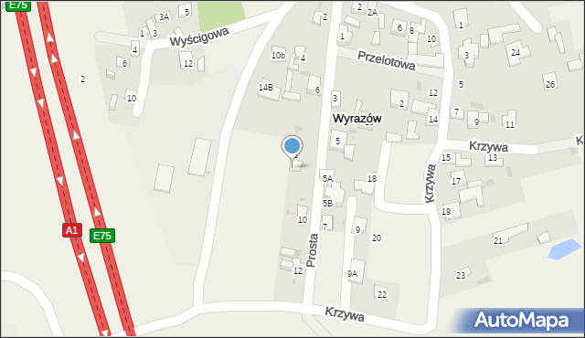 Wyrazów, Prosta, 8a, mapa Wyrazów