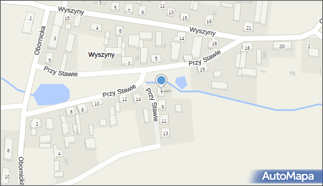 Wyszyny, Przy Stawie, 7, mapa Wyszyny