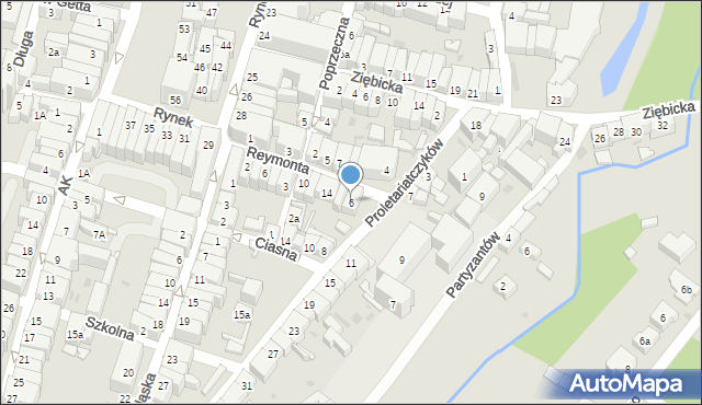 Ząbkowice Śląskie, Proletariatczyków, 6, mapa Ząbkowice Śląskie