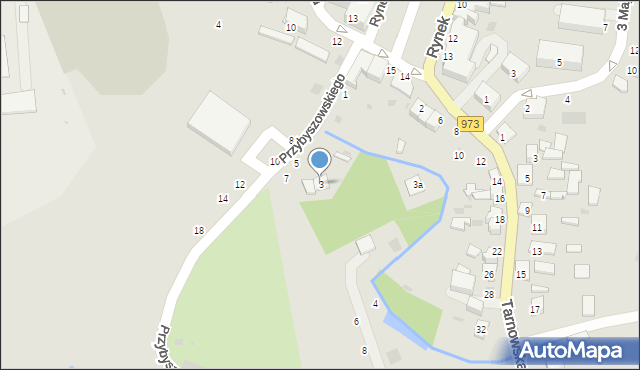 Żabno, Przybyszowskiego, 3, mapa Żabno