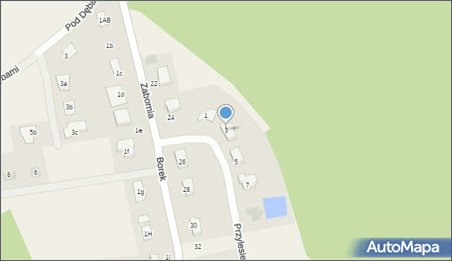 Zabornia, Przylesie, 3, mapa Zabornia