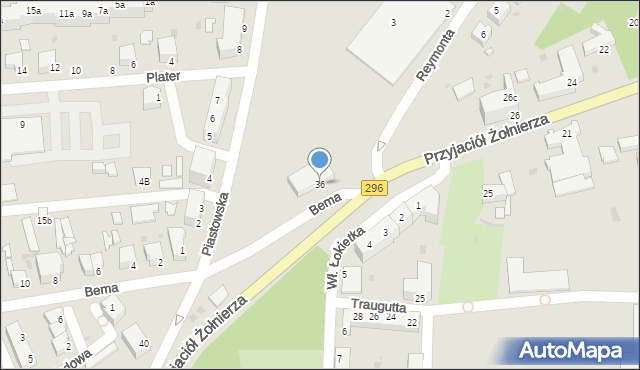 Żagań, Przyjaciół Żołnierza, 36, mapa Żagań