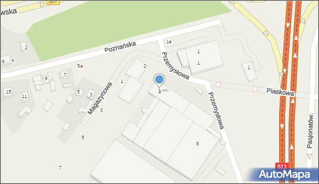 Zakrzewo, Przemysłowa, 4, mapa Zakrzewo