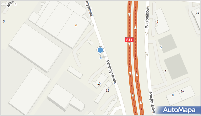 Zakrzewo, Przemysłowa, 8, mapa Zakrzewo