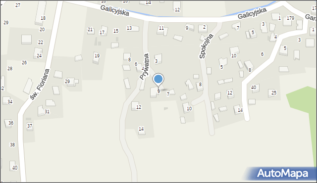 Zalas, Prywatna, 9, mapa Zalas