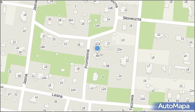 Zalesie Górne, Promienna, 9A, mapa Zalesie Górne
