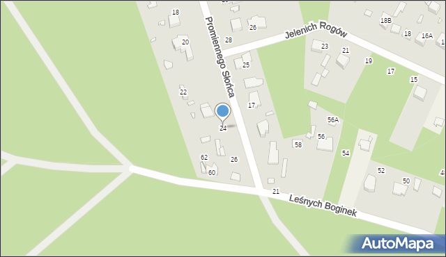 Zalesie Górne, Promiennego Słońca, 24, mapa Zalesie Górne