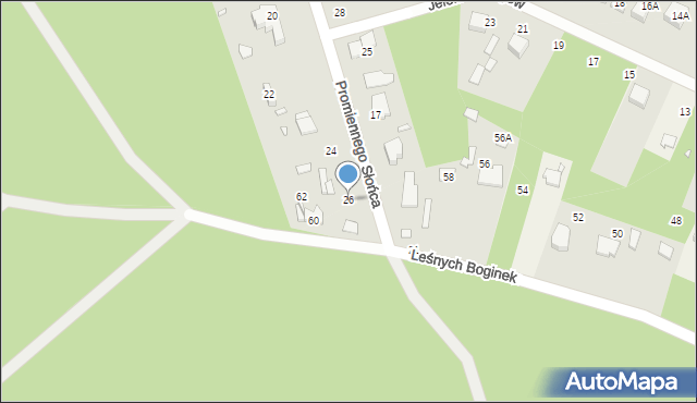 Zalesie Górne, Promiennego Słońca, 26, mapa Zalesie Górne