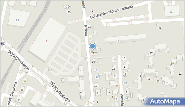 Zamość, Prosta, 18, mapa Zamościa