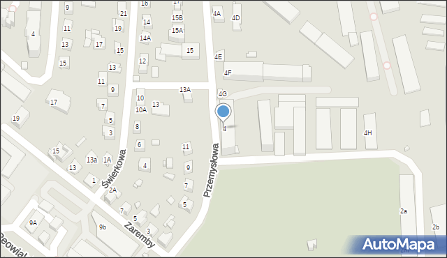 Zamość, Przemysłowa, 4, mapa Zamościa