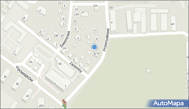 Zamość, Przemysłowa, 5, mapa Zamościa