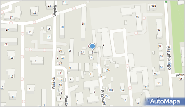Zamość, Przyjaźni, 9b, mapa Zamościa
