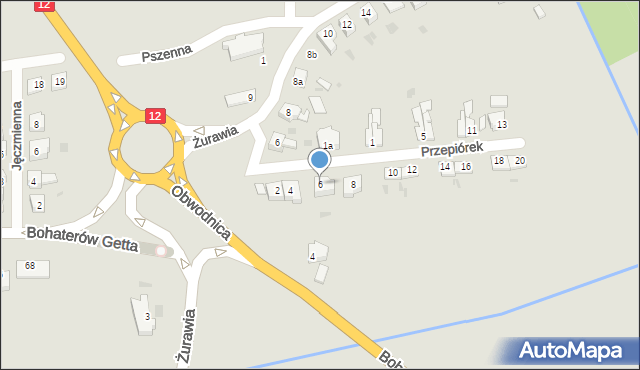 Żary, Przepiórek, 6, mapa Żary