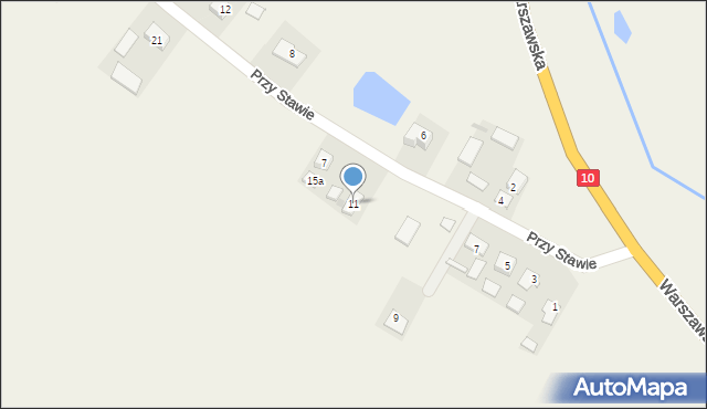 Zawały, Przy Stawie, 11, mapa Zawały