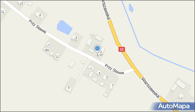 Zawały, Przy Stawie, 4, mapa Zawały