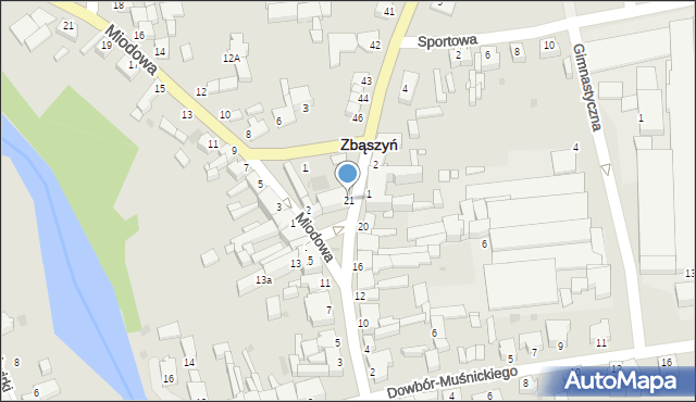 Zbąszyń, Przedmieście św. Wojciech, 21, mapa Zbąszyń