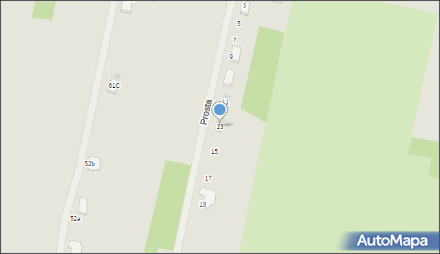 Zelów, Prosta, 13, mapa Zelów