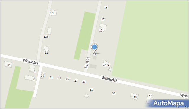 Zelów, Prosta, 23, mapa Zelów