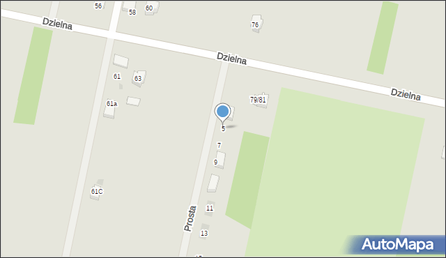 Zelów, Prosta, 5, mapa Zelów