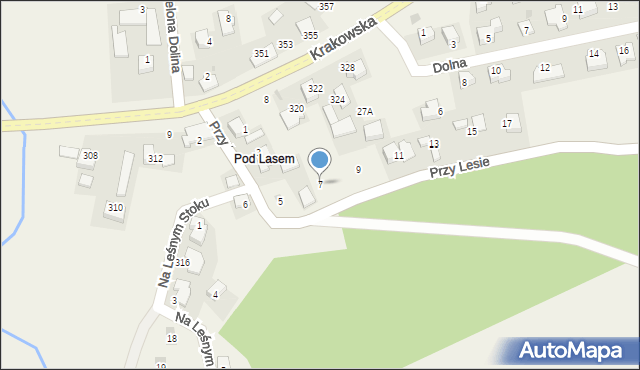 Zerwana, Przy Lesie, 7, mapa Zerwana