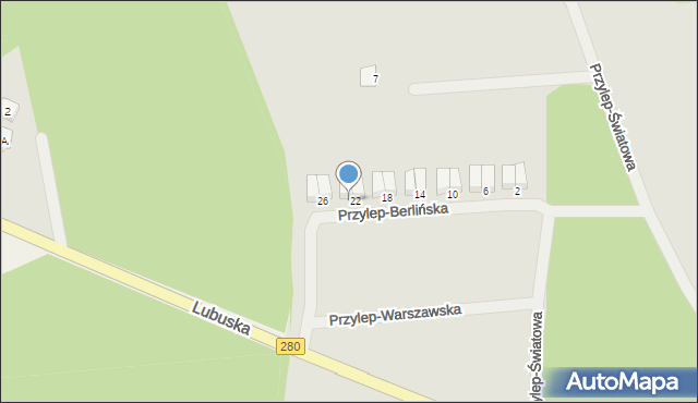 Zielona Góra, Przylep-Berlińska, 24, mapa Zielona Góra