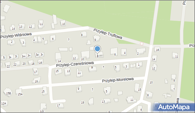 Zielona Góra, Przylep-Czereśniowa, 8, mapa Zielona Góra
