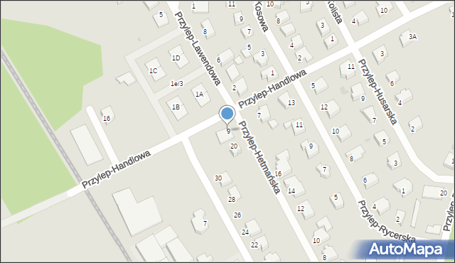 Zielona Góra, Przylep-Handlowa, 9, mapa Zielona Góra