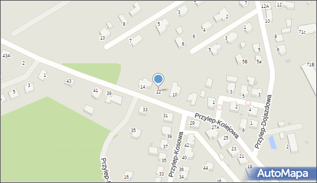 Zielona Góra, Przylep-Kolejowa, 12, mapa Zielona Góra