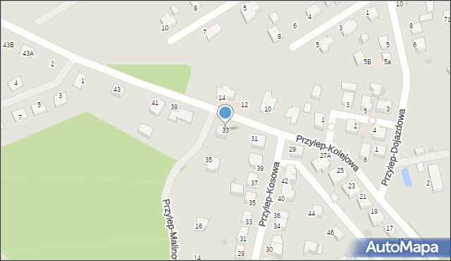 Zielona Góra, Przylep-Kolejowa, 33, mapa Zielona Góra