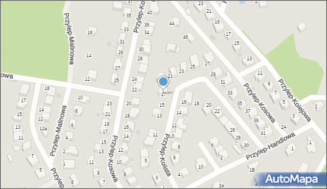 Zielona Góra, Przylep-Kolista, 17, mapa Zielona Góra