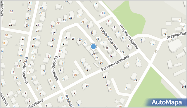 Zielona Góra, Przylep-Kolista, 26, mapa Zielona Góra