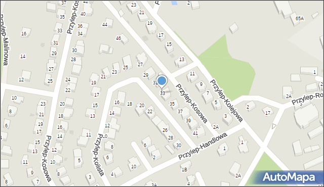 Zielona Góra, Przylep-Kolista, 33, mapa Zielona Góra