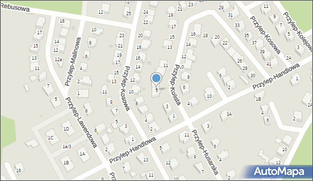 Zielona Góra, Przylep-Kolista, 5, mapa Zielona Góra