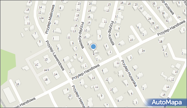 Zielona Góra, Przylep-Kosowa, 4, mapa Zielona Góra