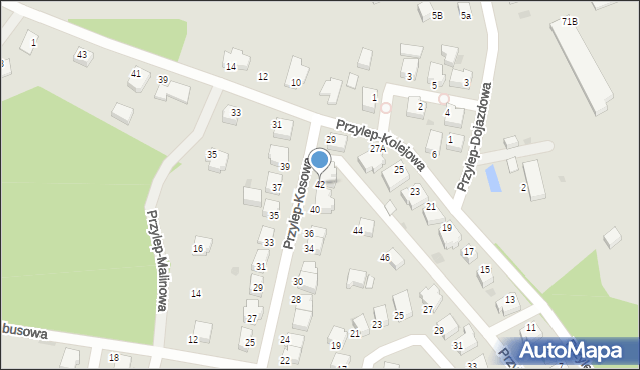 Zielona Góra, Przylep-Kosowa, 42, mapa Zielona Góra