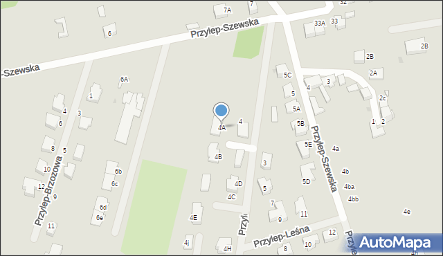 Zielona Góra, Przylep-Leśna, 4A, mapa Zielona Góra