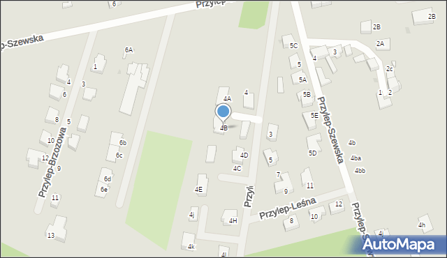 Zielona Góra, Przylep-Leśna, 4B, mapa Zielona Góra